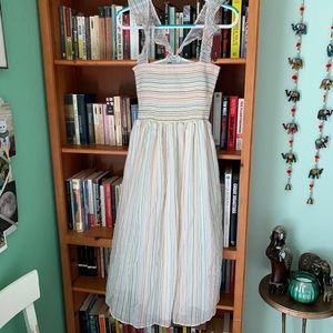 Madewell Ruffle Strap Smocked Waist Rainbow Dress